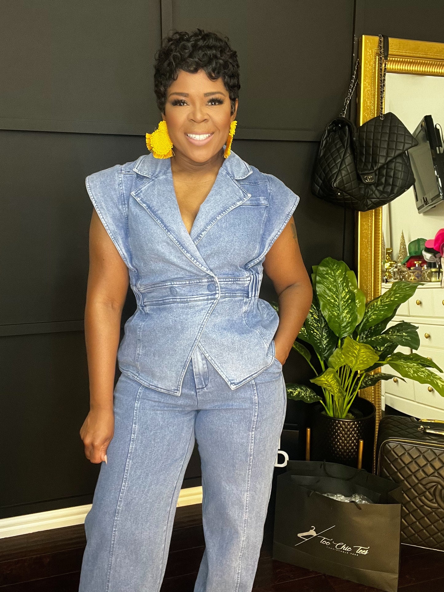 Too Chic Denim Set Luxe Set