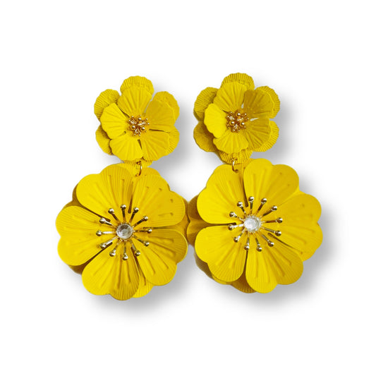 Yellow Drop Flower Earrings