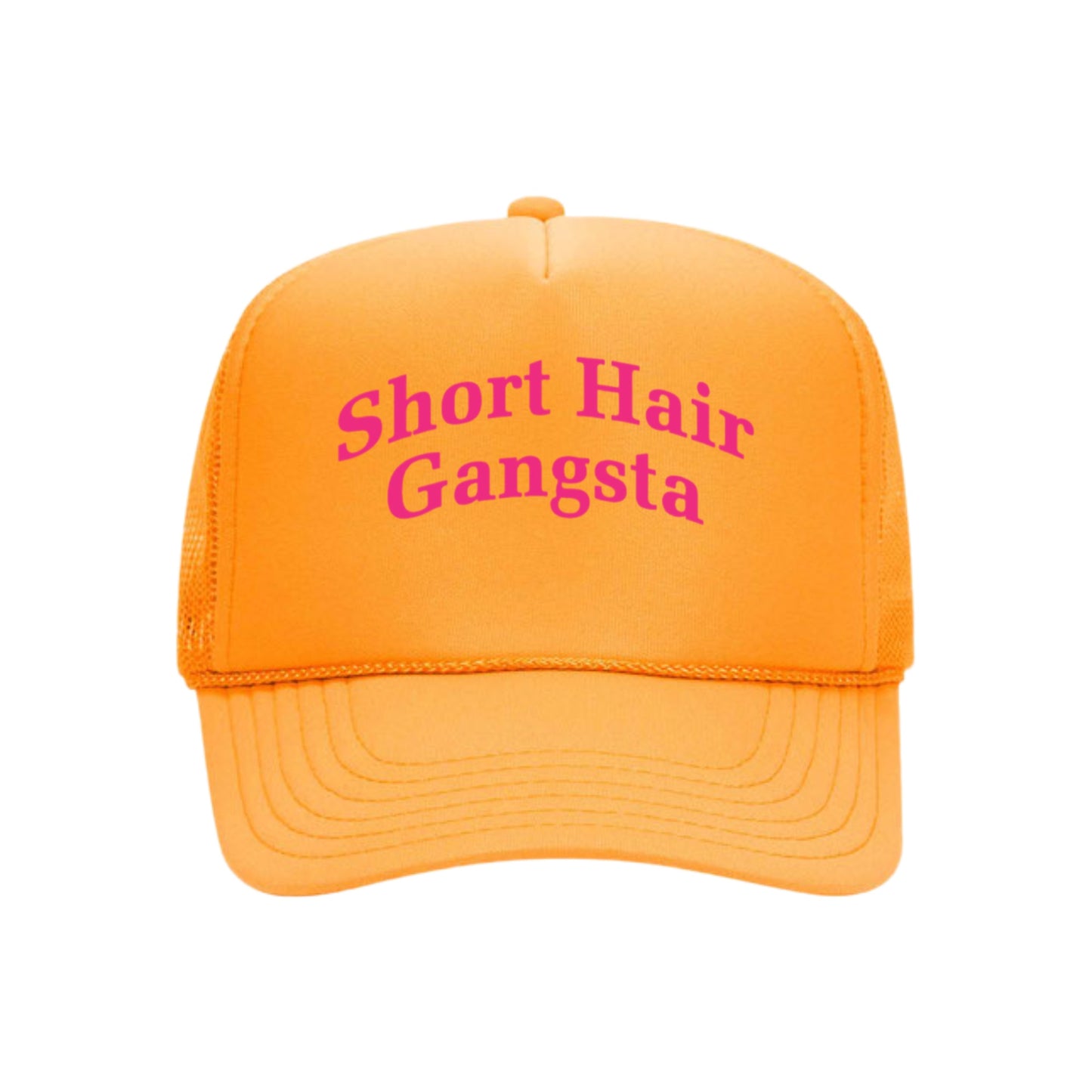 Short Hair Gangsta Trucker Hat (Pink)