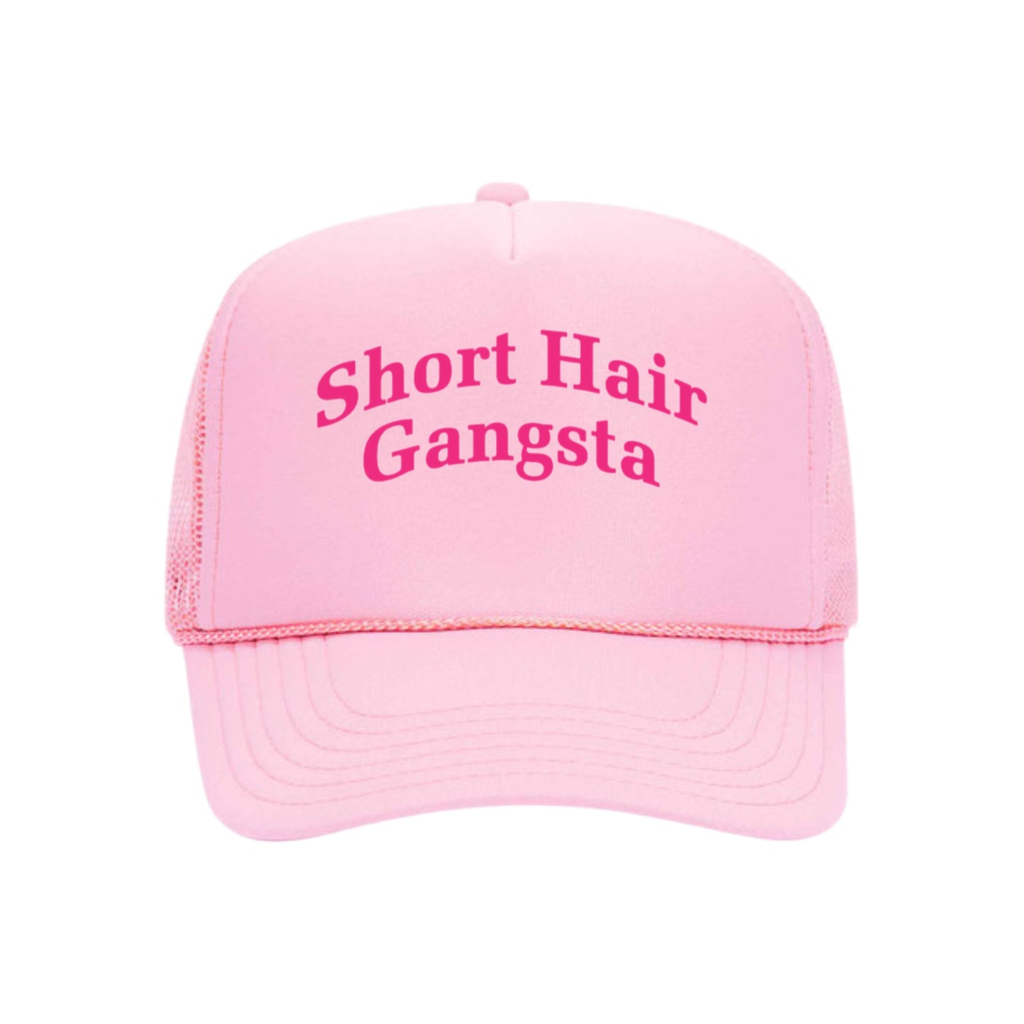 Short Hair Gangsta Trucker Hat (Pink)