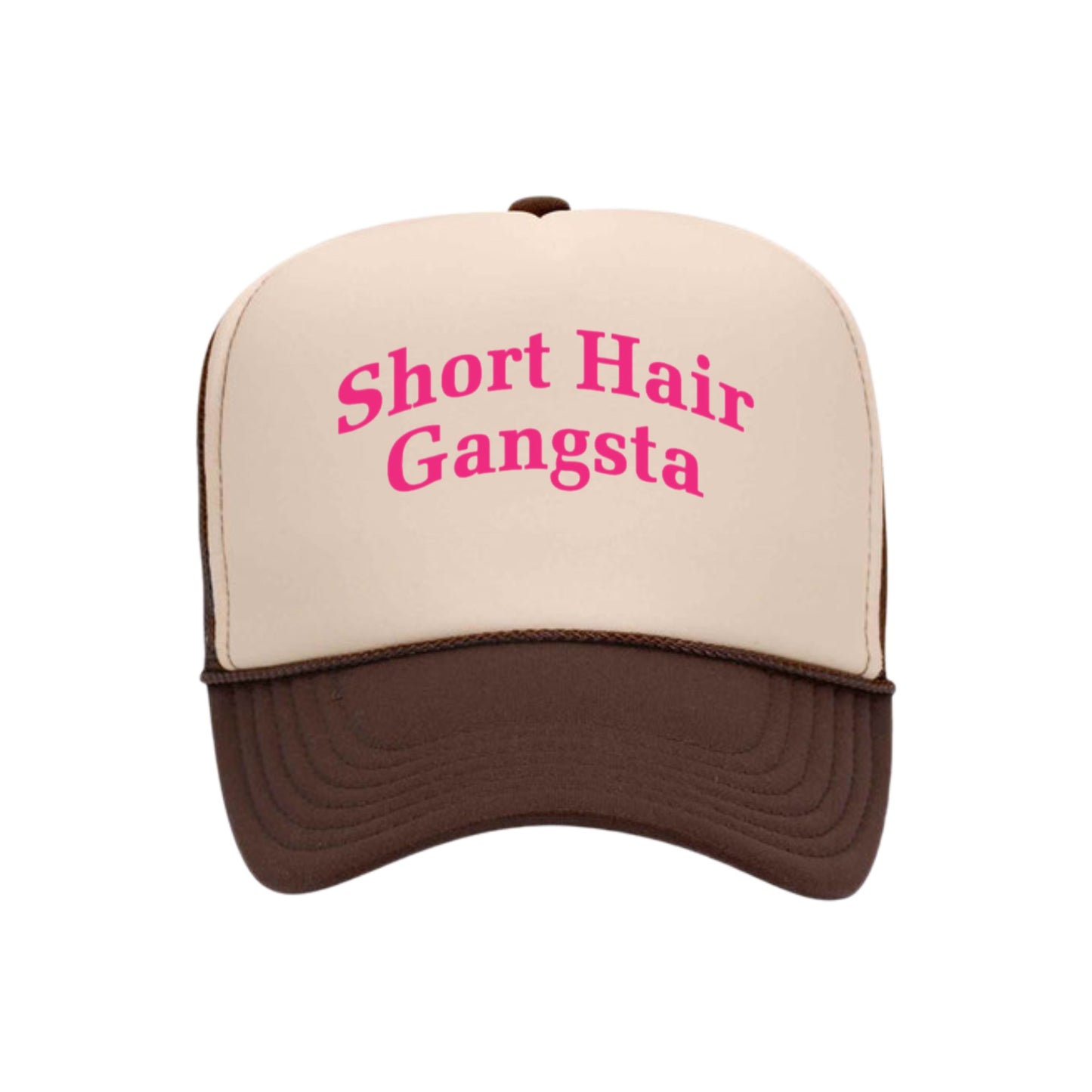 Short Hair Gangsta Trucker Hat (Pink)