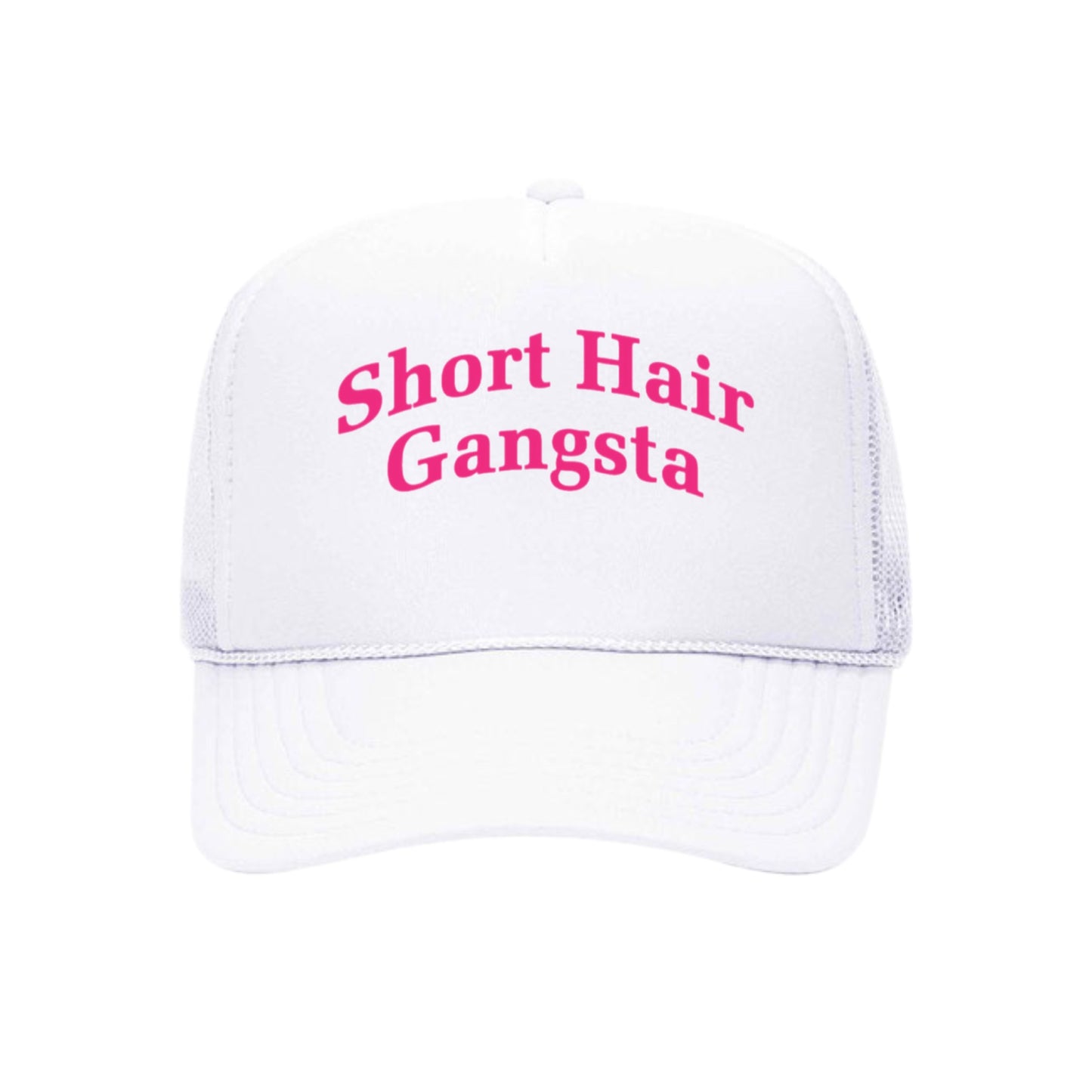Short Hair Gangsta Trucker Hat (Pink)