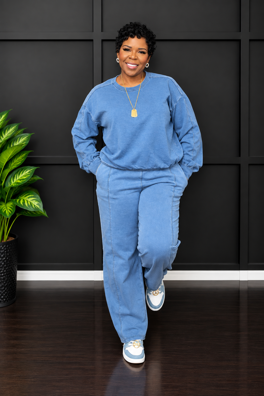 Denim Chic Jogger Set