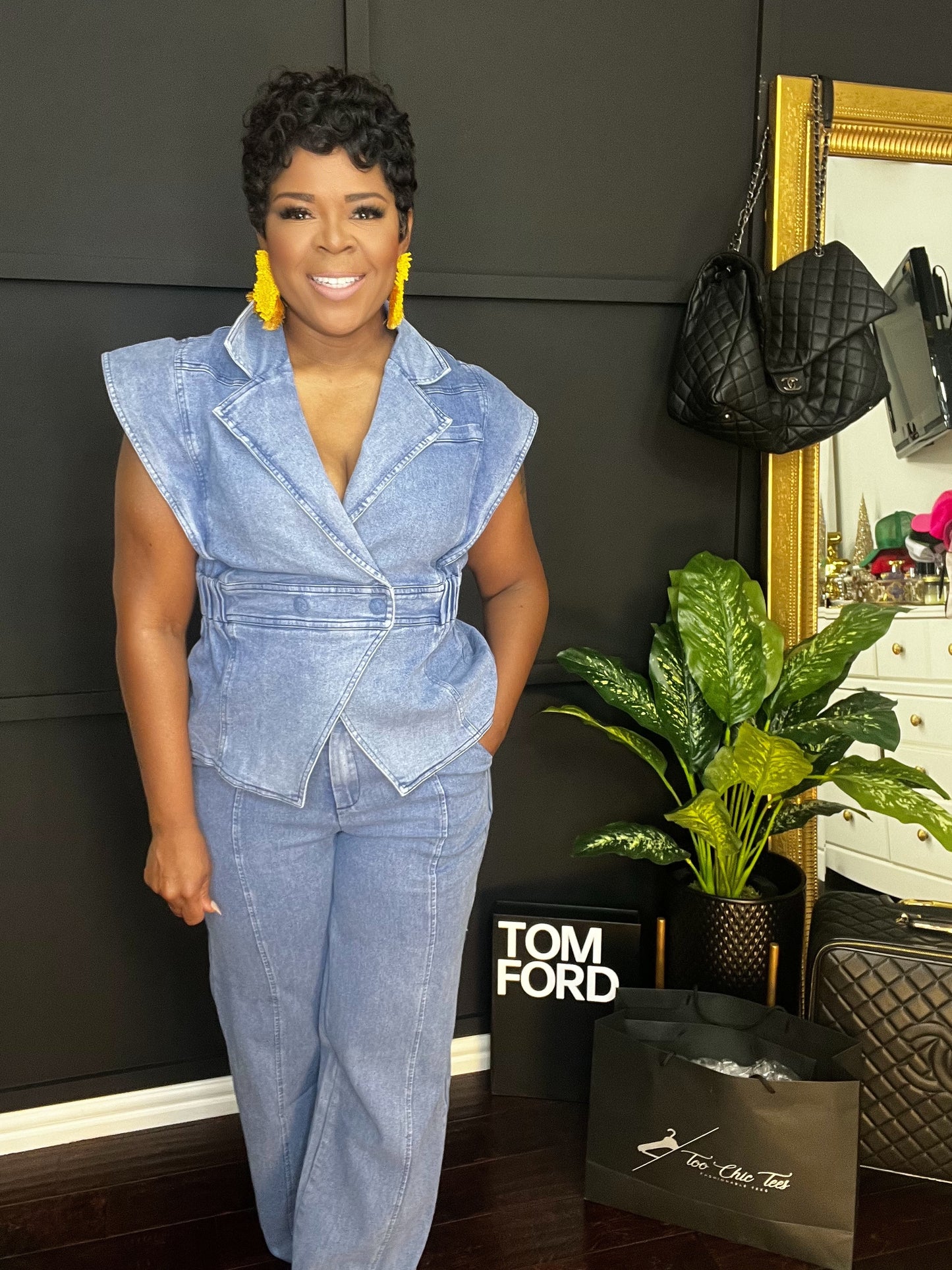 Too Chic Denim Set Luxe Set