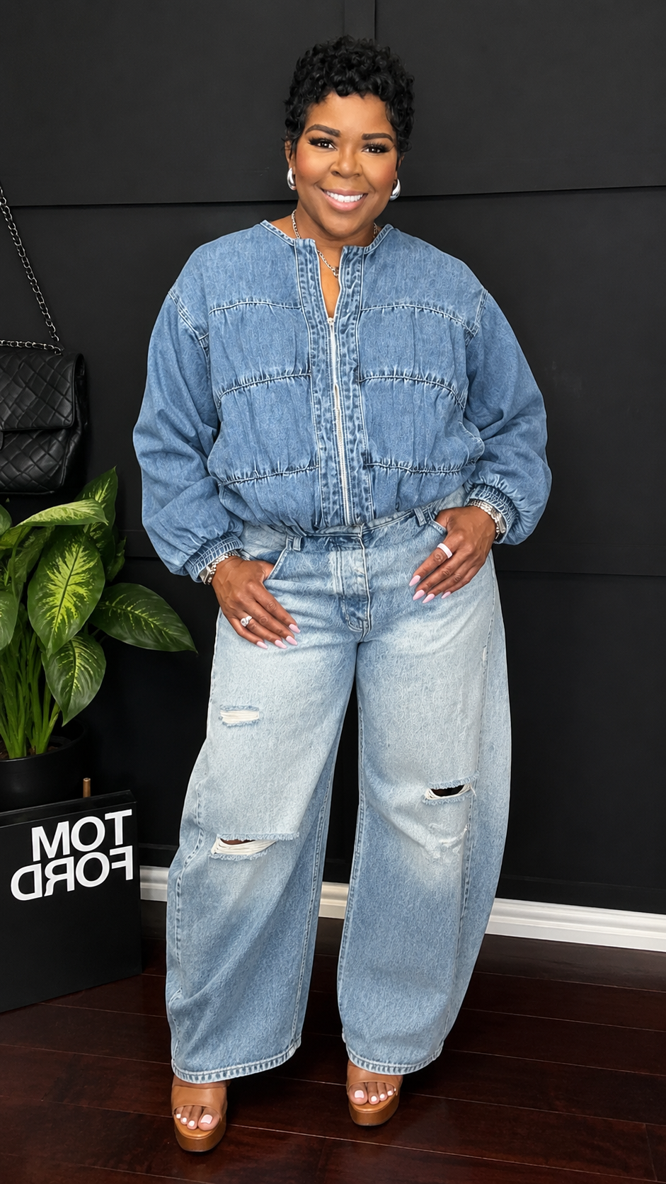 The Downtown Denim Bomber