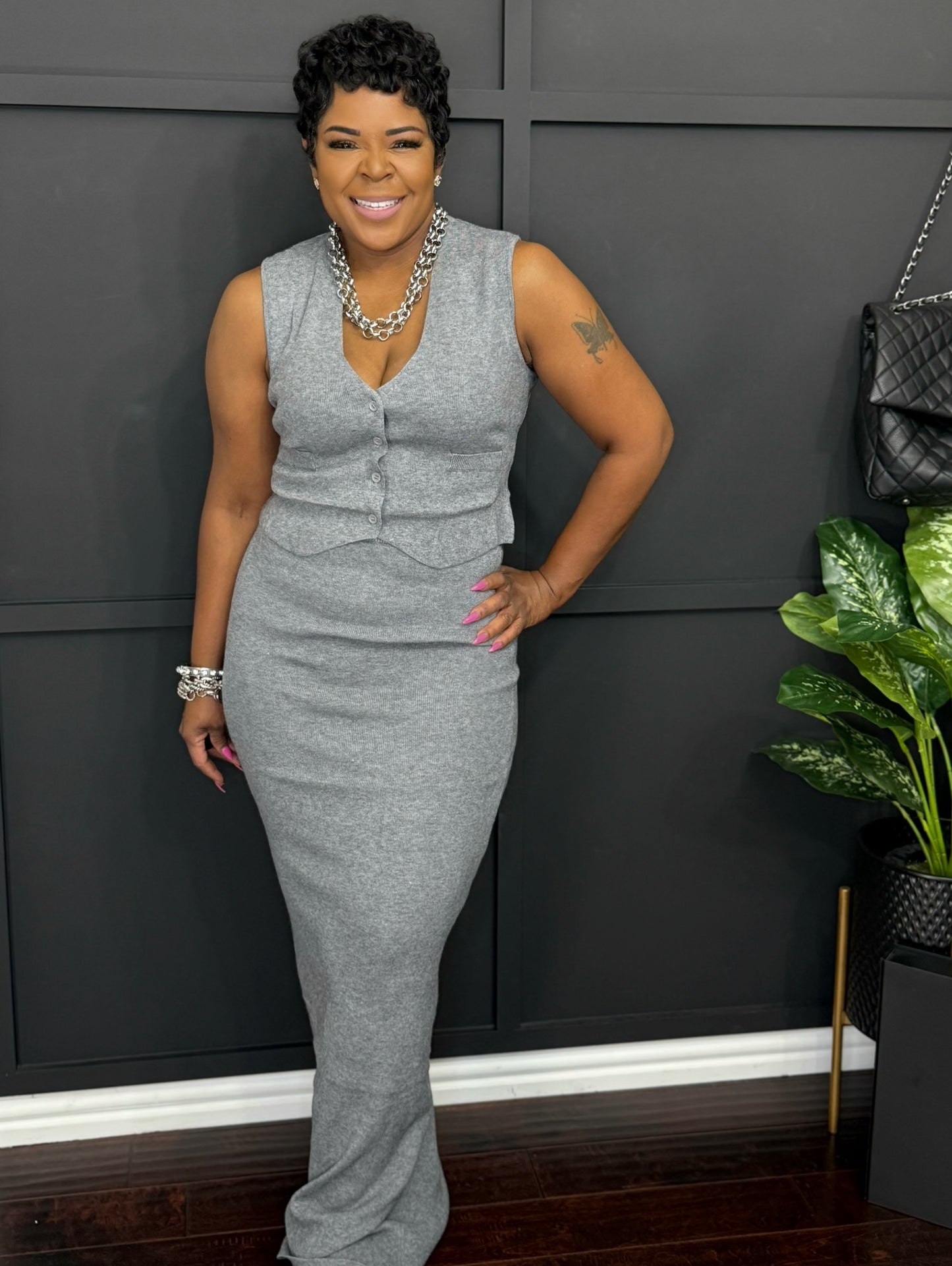 Boss Lady Knit Skirt Set