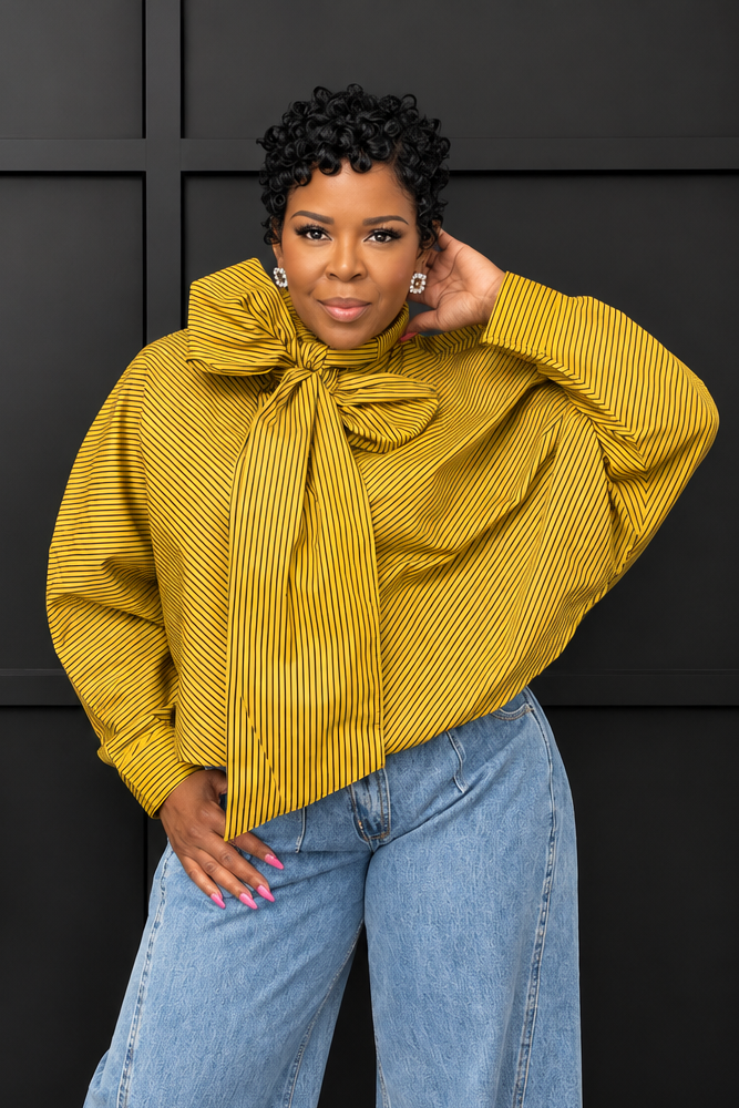 Big Bow Stripe Blouse
