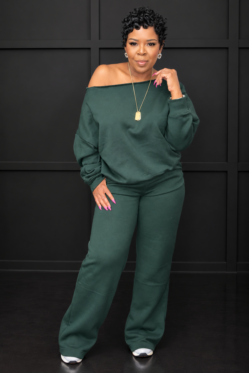 French Terry Fleece Off Shoulder Set