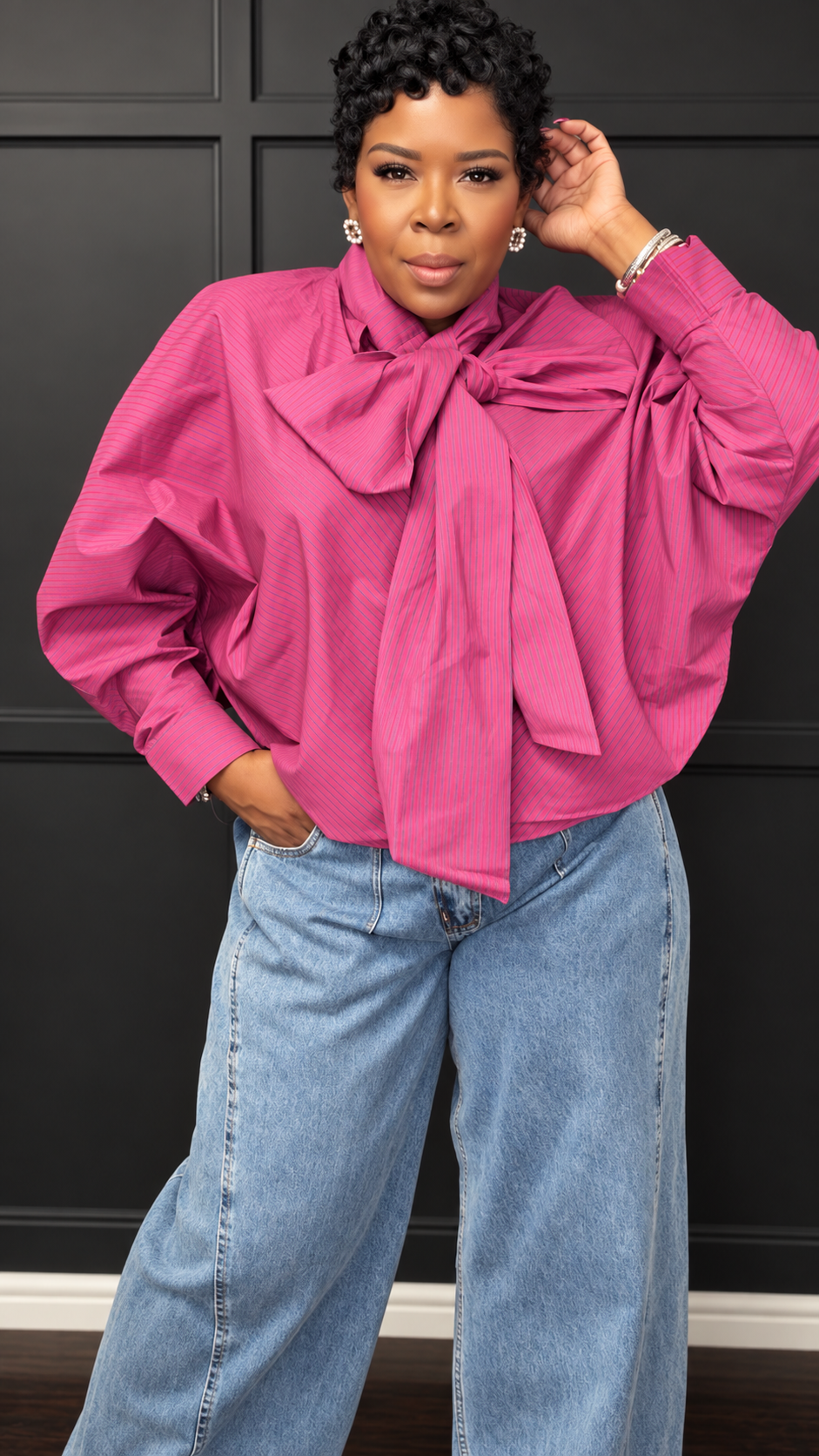 Big Bow Stripe Blouse