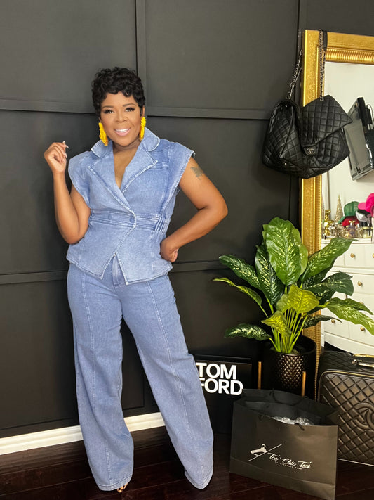 Too Chic Denim Set Luxe Set