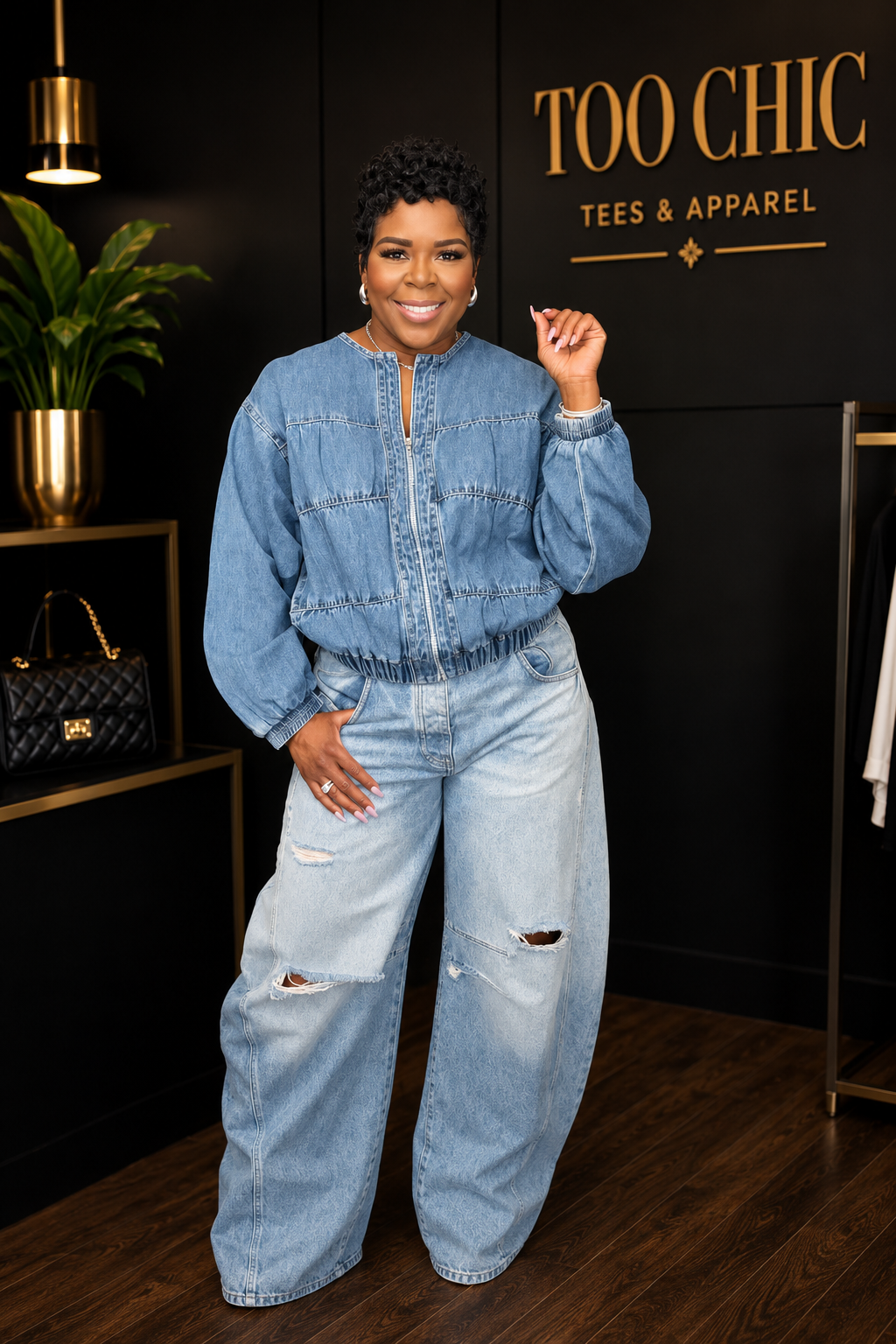 The Downtown Denim Bomber
