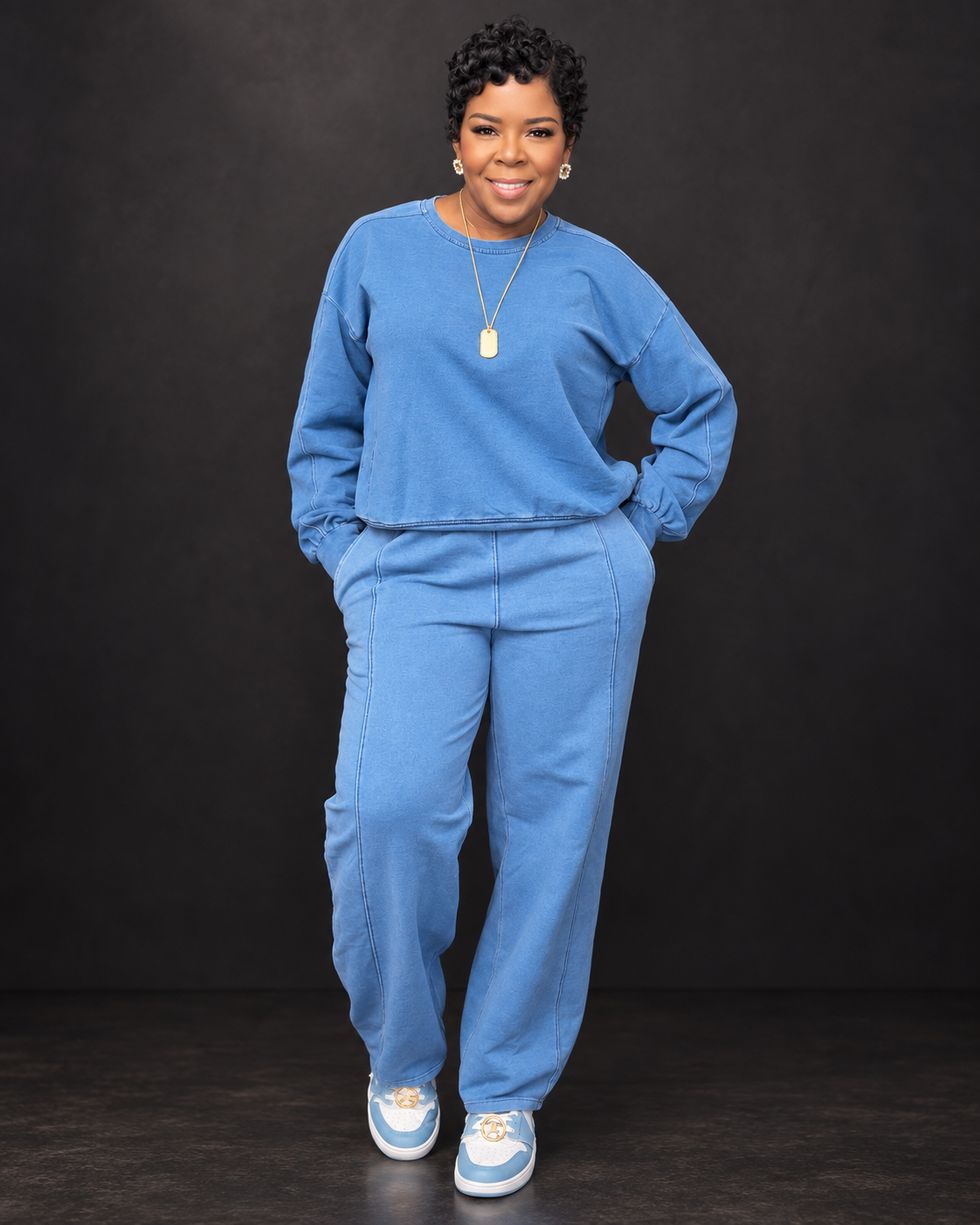 Denim Chic Jogger Set