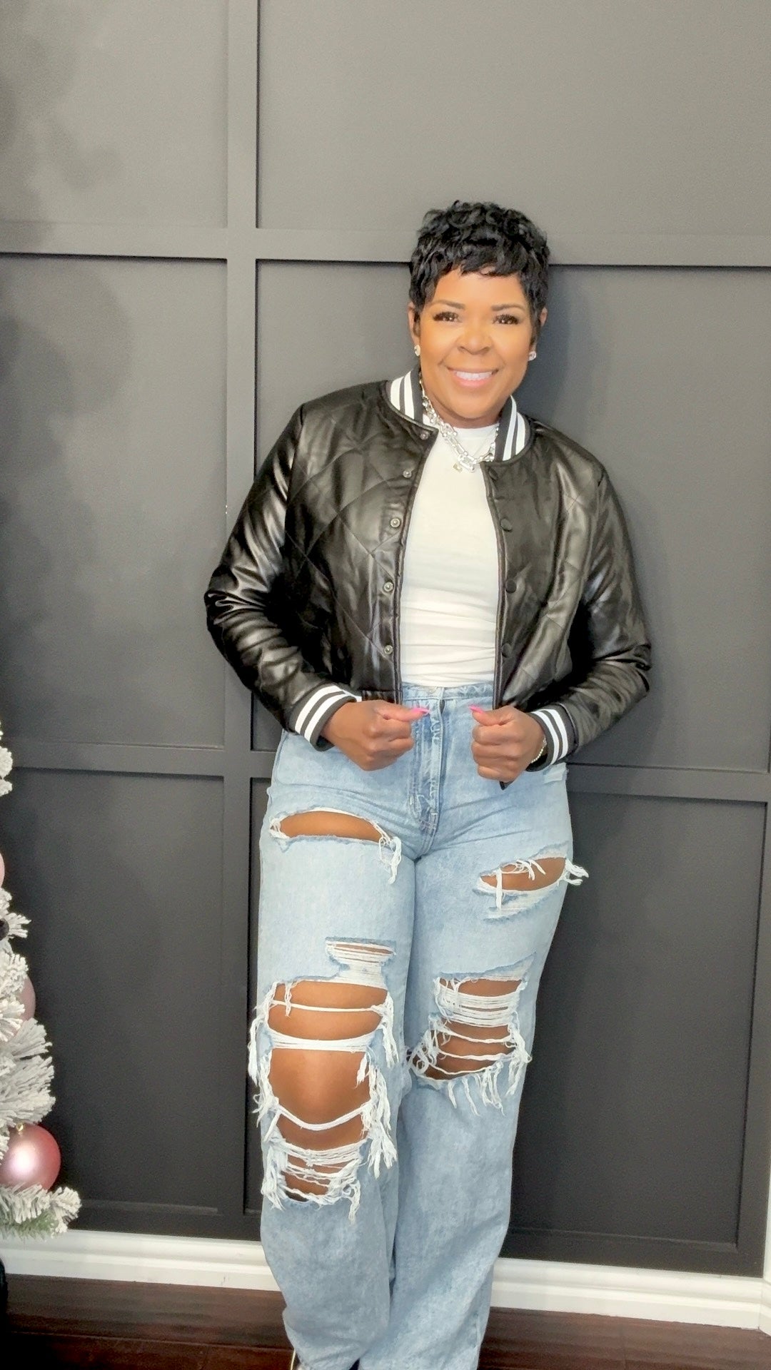 She Got Game Cropped Bomber Jacket