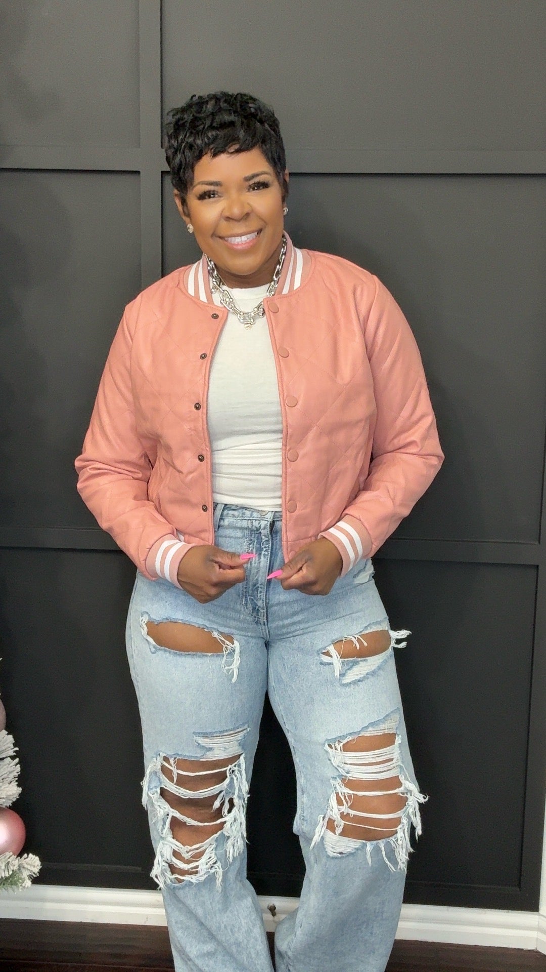 She Got Game Cropped Bomber Jacket