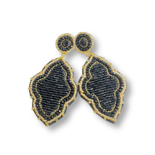 Seed Bead Black Earrings