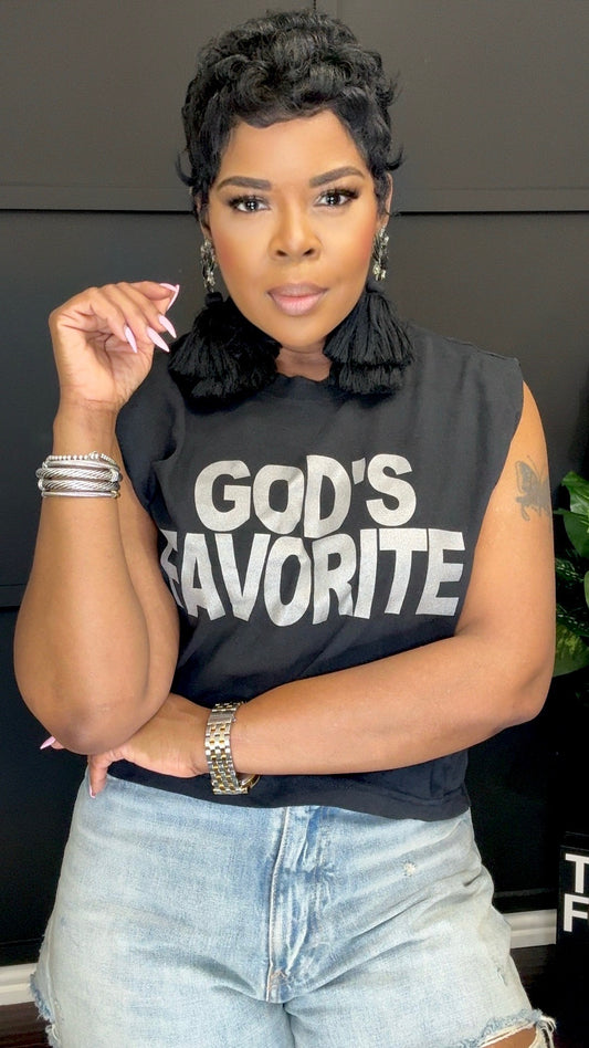 God's Favorite Muscle Tank Tee (Sparkling Silver)