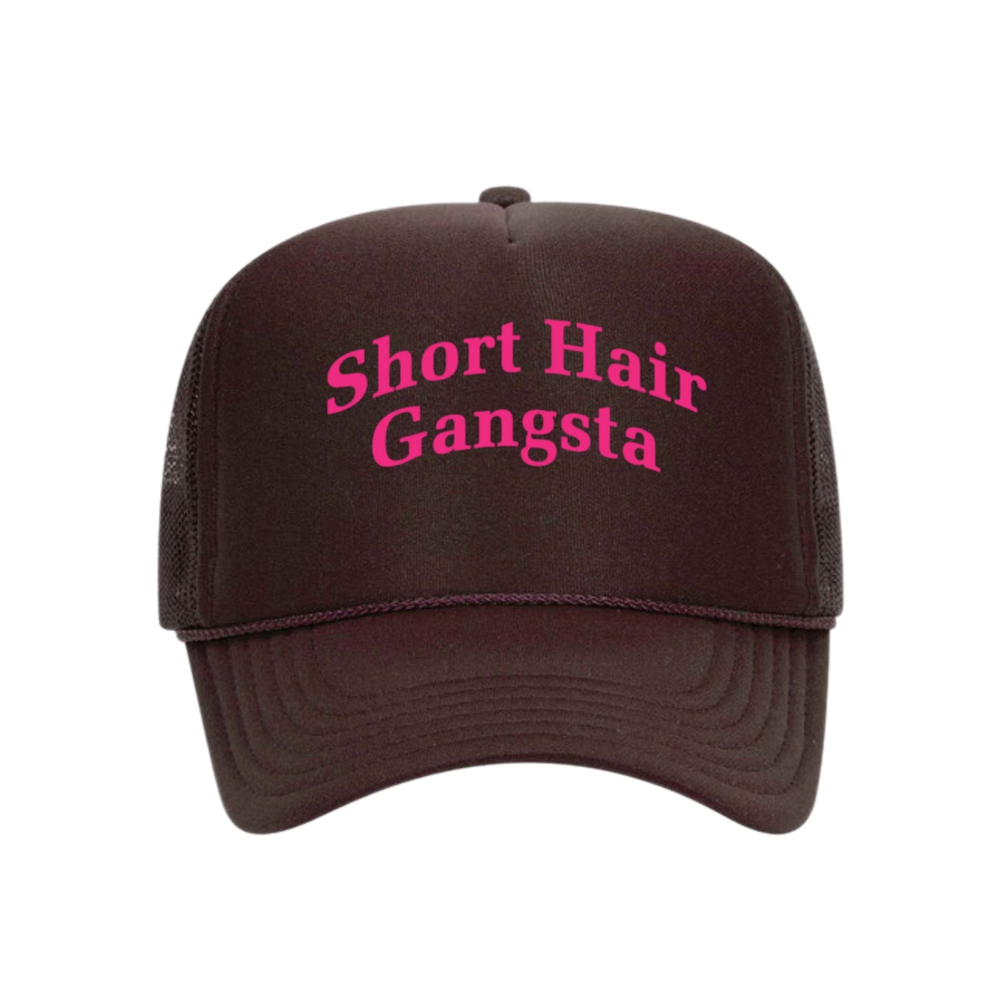 Short Hair Gangsta Trucker Hat (Pink)