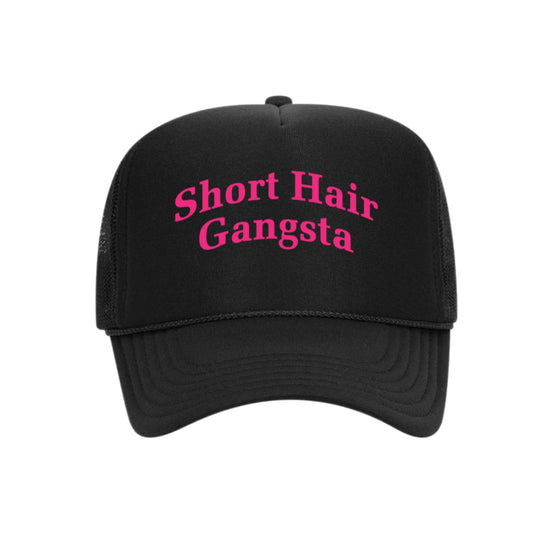 Short Hair Gangsta Trucker Hat (Pink)