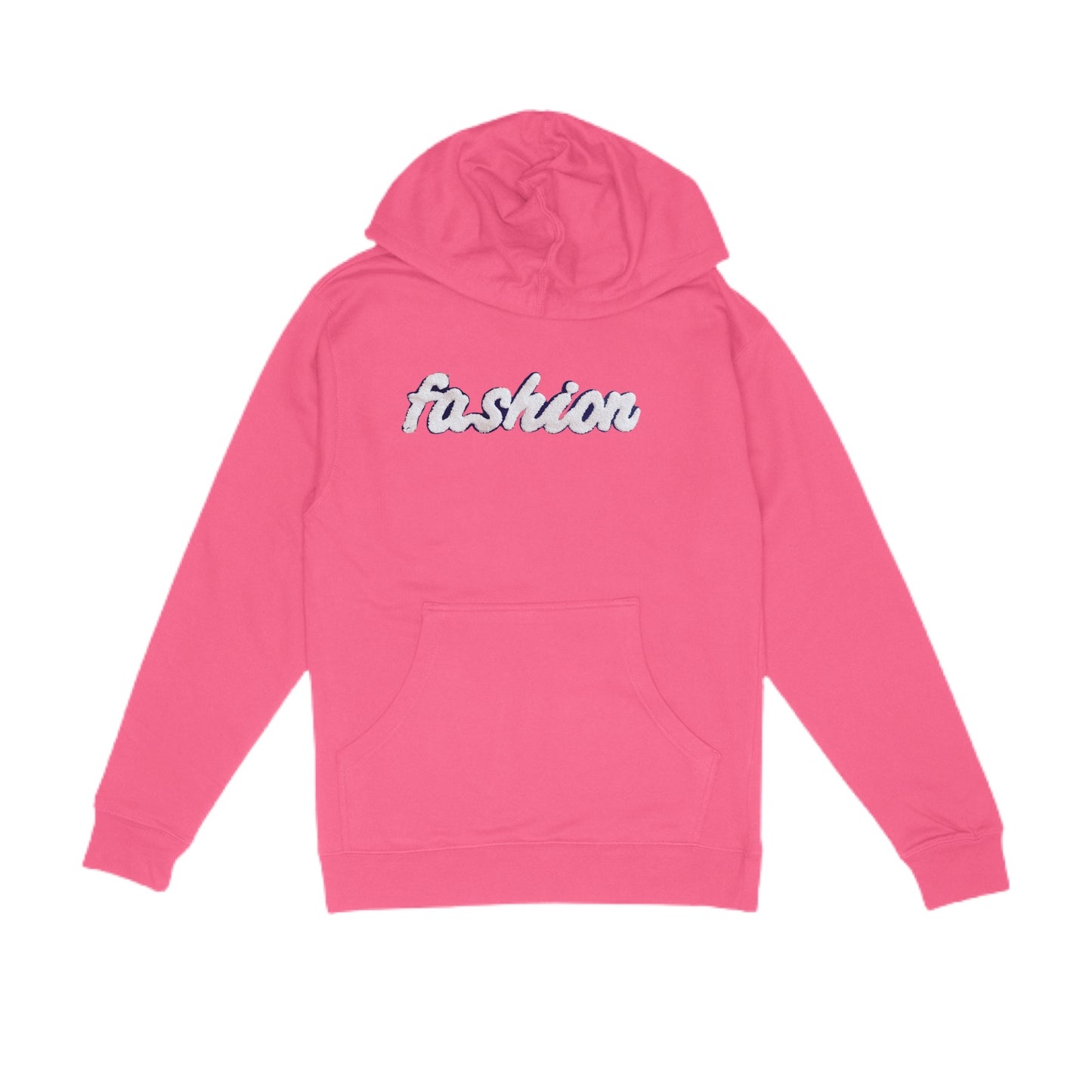 Fashion *Italic White Chenille Patch Hoodie